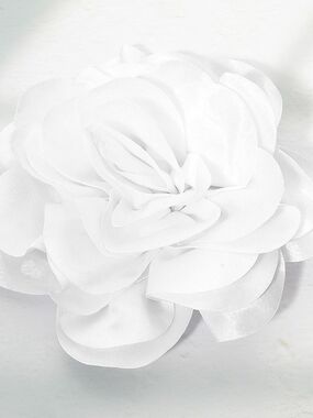White Oversized Fabric Camellia Flower Brooch Pin Hairpin 3D Womens Statement